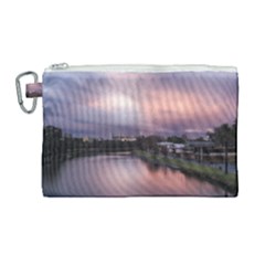 Sunset Melbourne Yarra River Canvas Cosmetic Bag (large) by Simbadda