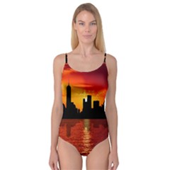 Skyline New York City Sunset Dusk Camisole Leotard  by Simbadda