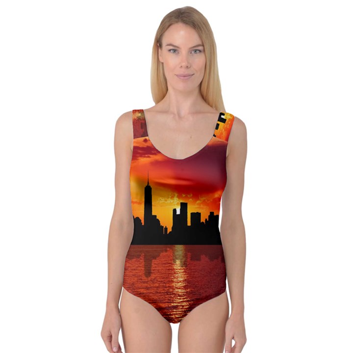 Skyline New York City Sunset Dusk Princess Tank Leotard 