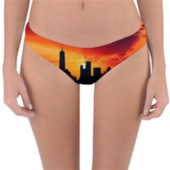 Skyline New York City Sunset Dusk Reversible Hipster Bikini Bottoms by Simbadda