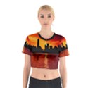 Skyline New York City Sunset Dusk Cotton Crop Top View1