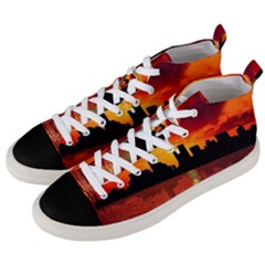 Skyline New York City Sunset Dusk Men s Mid-top Canvas Sneakers by Simbadda