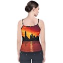 Skyline New York City Sunset Dusk Velvet Spaghetti Strap Top View2