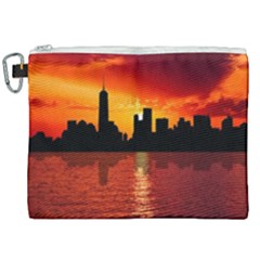 Skyline New York City Sunset Dusk Canvas Cosmetic Bag (xxl) by Simbadda