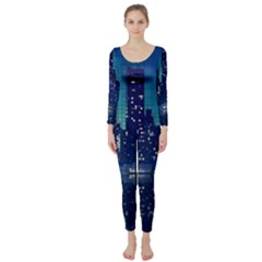 Skyscrapers City Skyscraper Zirkel Long Sleeve Catsuit by Simbadda