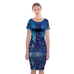 Skyscrapers City Skyscraper Zirkel Classic Short Sleeve Midi Dress by Simbadda