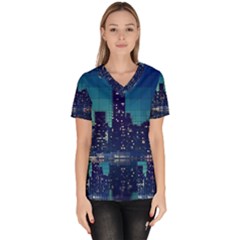 Skyscrapers City Skyscraper Zirkel Scrub Top by Simbadda