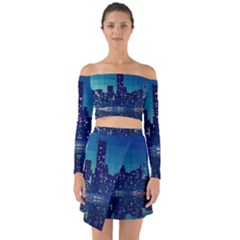 Skyscrapers City Skyscraper Zirkel Off Shoulder Top With Skirt Set by Simbadda