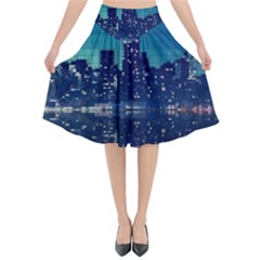 Skyscrapers City Skyscraper Zirkel Flared Midi Skirt by Simbadda