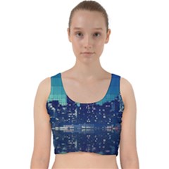 Skyscrapers City Skyscraper Zirkel Velvet Racer Back Crop Top by Simbadda