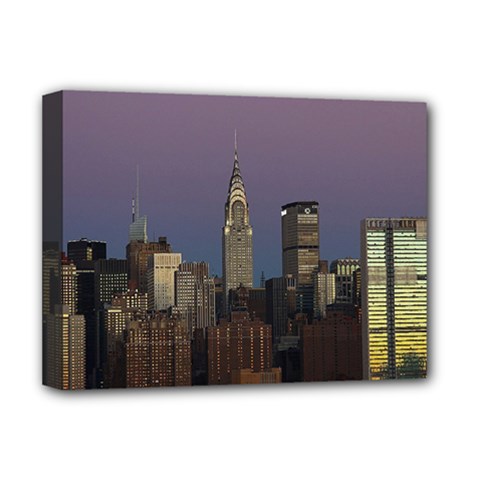 Skyline City Manhattan New York Deluxe Canvas 16  X 12   by Simbadda