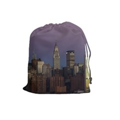 Skyline City Manhattan New York Drawstring Pouches (large)  by Simbadda