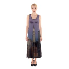 Skyline City Manhattan New York Sleeveless Maxi Dress