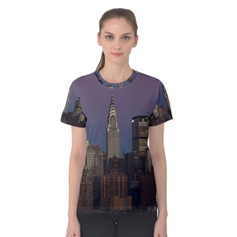 Skyline City Manhattan New York Women s Cotton Tee by Simbadda