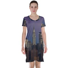 Skyline City Manhattan New York Short Sleeve Nightdress by Simbadda