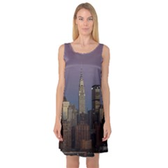 Skyline City Manhattan New York Sleeveless Satin Nightdress by Simbadda