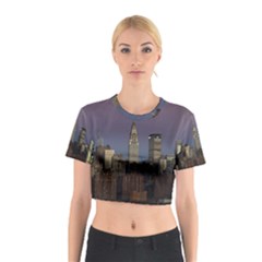 Skyline City Manhattan New York Cotton Crop Top by Simbadda