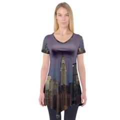 Skyline City Manhattan New York Short Sleeve Tunic  by Simbadda