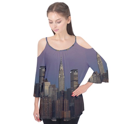 Skyline City Manhattan New York Flutter Tees by Simbadda