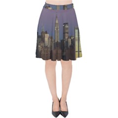 Skyline City Manhattan New York Velvet High Waist Skirt by Simbadda