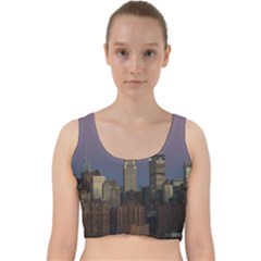 Skyline City Manhattan New York Velvet Racer Back Crop Top by Simbadda