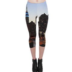 New York City Skyline Building Capri Leggings  by Simbadda