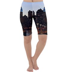 New York City Skyline Building Cropped Leggings  by Simbadda