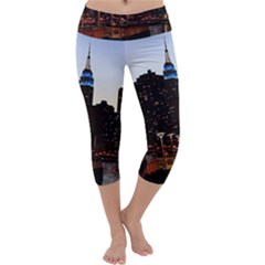 New York City Skyline Building Capri Yoga Leggings by Simbadda