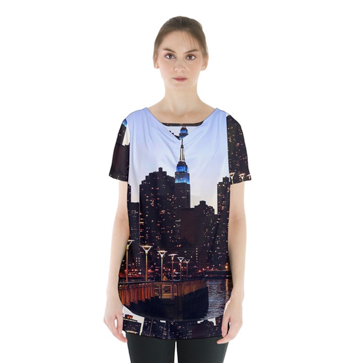 New York City Skyline Building Skirt Hem Sports Top