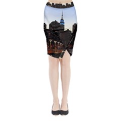 New York City Skyline Building Midi Wrap Pencil Skirt by Simbadda