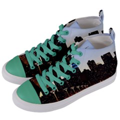 New York City Skyline Building Women s Mid-top Canvas Sneakers by Simbadda