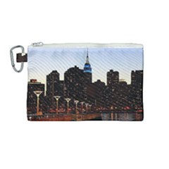 New York City Skyline Building Canvas Cosmetic Bag (medium) by Simbadda