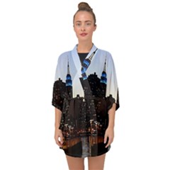 New York City Skyline Building Half Sleeve Chiffon Kimono