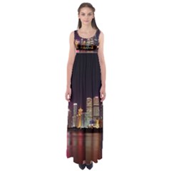 Building Skyline City Cityscape Empire Waist Maxi Dress by Simbadda