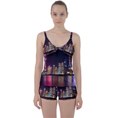 Building Skyline City Cityscape Tie Front Two Piece Tankini by Simbadda