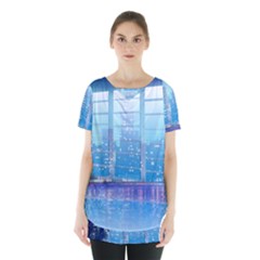 Skyscrapers City Skyscraper Zirkel Skirt Hem Sports Top by Simbadda