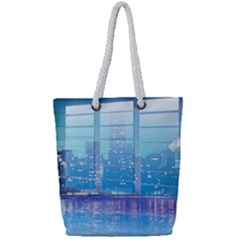 Skyscrapers City Skyscraper Zirkel Full Print Rope Handle Tote (small) by Simbadda