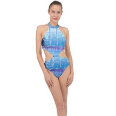 Skyscrapers City Skyscraper Zirkel Halter Side Cut Swimsuit by Simbadda