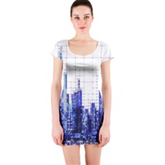 Skyscrapers City Skyscraper Zirkel Short Sleeve Bodycon Dress by Simbadda