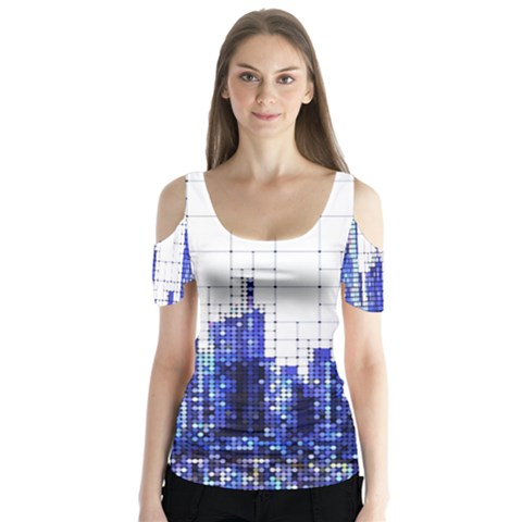 Skyscrapers City Skyscraper Zirkel Butterfly Sleeve Cutout Tee  by Simbadda