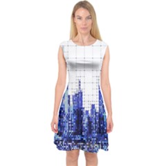 Skyscrapers City Skyscraper Zirkel Capsleeve Midi Dress by Simbadda