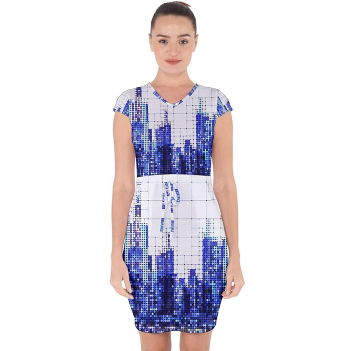 Skyscrapers City Skyscraper Zirkel Capsleeve Drawstring Dress 