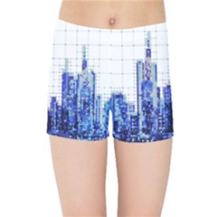 Skyscrapers City Skyscraper Zirkel Kids Sports Shorts by Simbadda