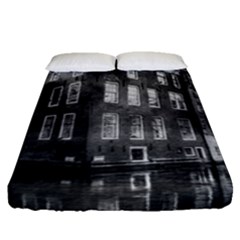 Reflection Canal Water Street Fitted Sheet (queen Size) by Simbadda