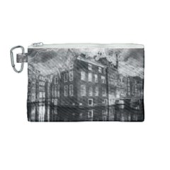 Reflection Canal Water Street Canvas Cosmetic Bag (medium) by Simbadda