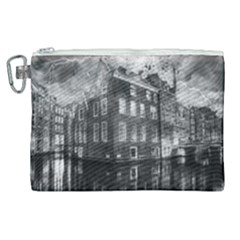 Reflection Canal Water Street Canvas Cosmetic Bag (xl) by Simbadda