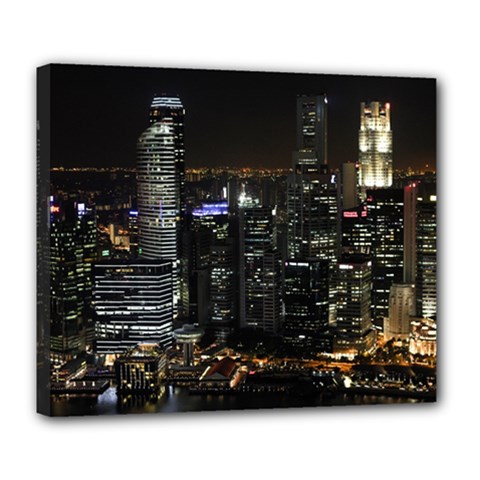 City At Night Lights Skyline Deluxe Canvas 24  X 20   by Simbadda