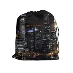 City At Night Lights Skyline Drawstring Pouches (extra Large) by Simbadda