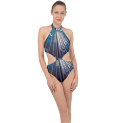 Architecture Skyscraper Halter Side Cut Swimsuit