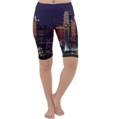 Dallas Texas Skyline Dusk Usa Cropped Leggings 